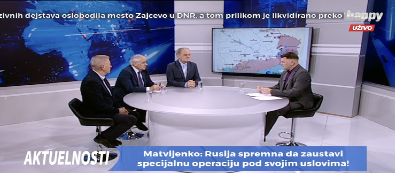 EMISIJA "AKTUELNOSTI" NA TELEVIZIJI "HAPPY": "Ovo je jedan Zapadni koncept rata uz upotrebu satelita