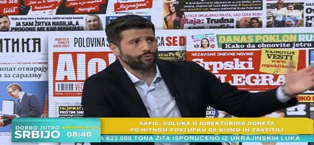 ALEKSANDAR ŠAPIĆ NA HEPI TELEVIZIJI: „Odluka o direktorima je doneta po hitnom postupku da bismo ih zaštitili…“