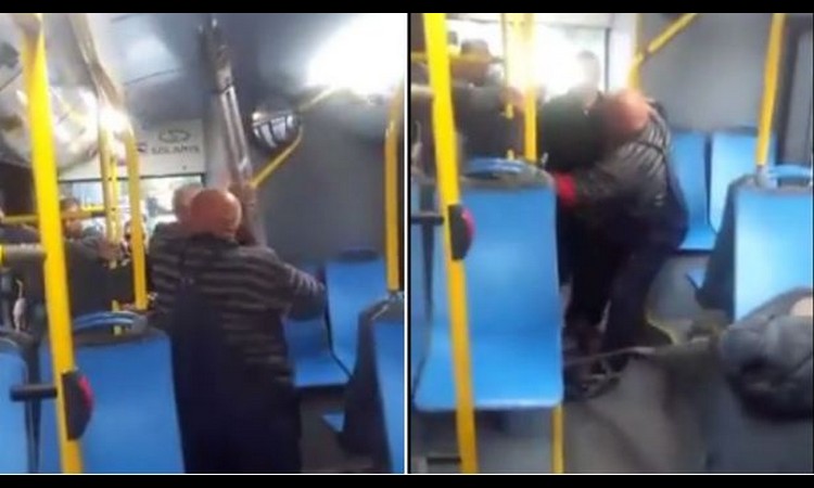 TUČA U GSP-U: Čovek sa štakama napao putnika, pa završio na podu između sedišta! (VIDEO)