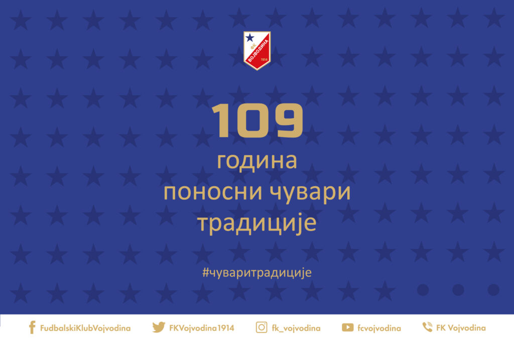 Fudbalski klub Vojvodina obeležio 109 godina od osnivanja