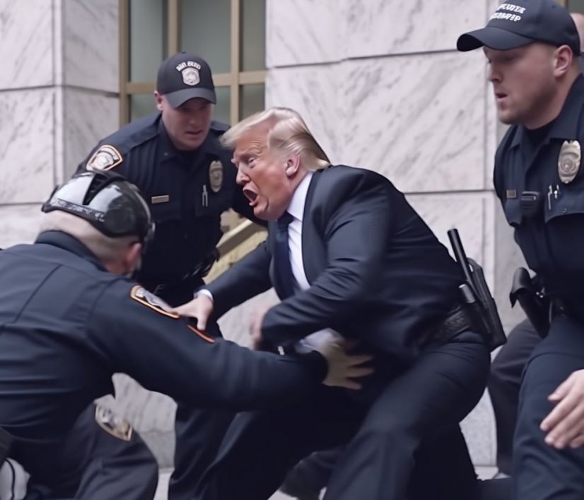 SUKOB I BEŽANJE OD POLICIJE: Fotografije lažnog hapšenja Donalda Trampa izazvale SKANDAL na društvenim mrežama (FOTO)
