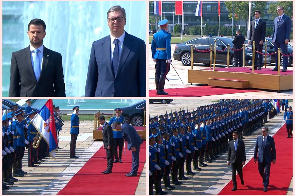 (UŽIVO) PREDSEDNIK VUČIĆ DOČEKAO MILATOVIĆA: Uz himnu, gardu i crveni tepih! Naklon predsednika CG srpskoj zastavi (FOTO)