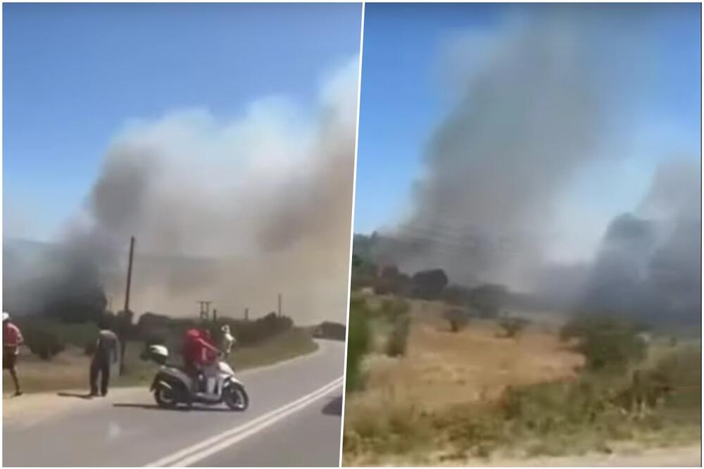 PRVI SNIMCI DVA NOVA POŽARA NA SITONIJI: Vatra izbila kod Agios Nikolaosa i Vurvurua (VIDEO)