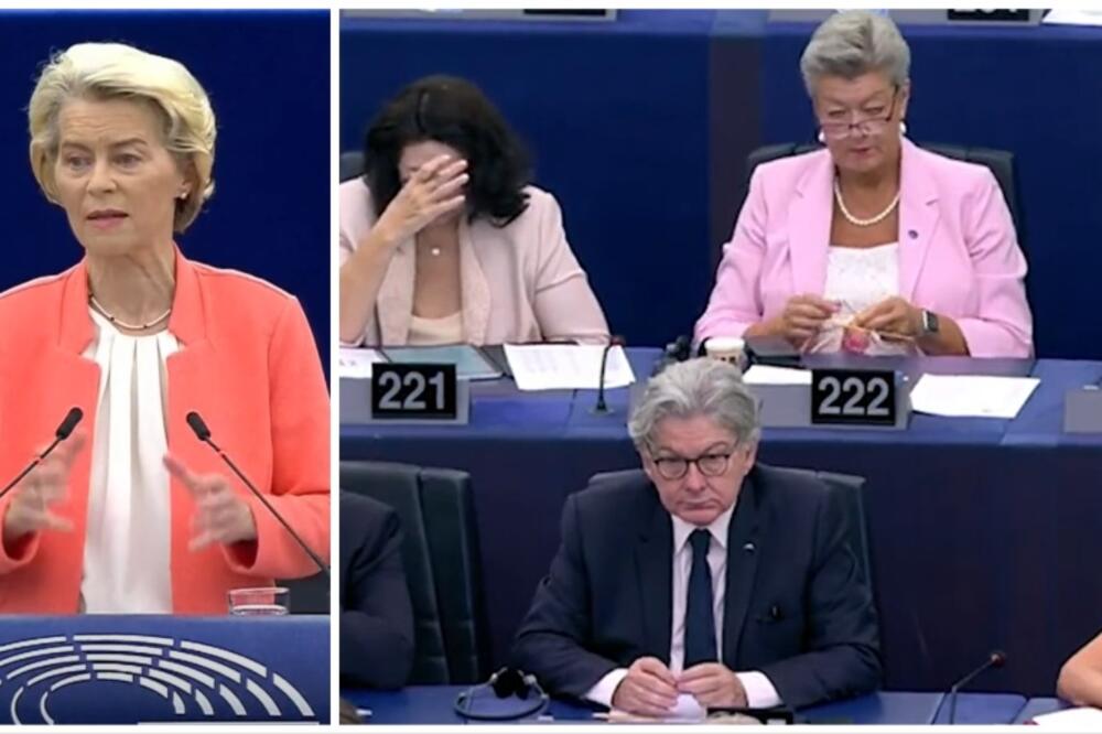 ŠTA SE TO DEŠAVA DOK URSULA DRŽI GOVOR – SKRIVENE PORUKE? Neobična scena u parlamentu EU (VIDEO)