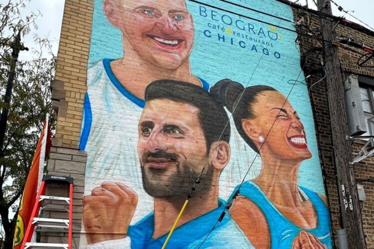 Mural sa likovima srpskih sportista u Čikagu: Nole, Jokić i Ivana Vuleta oslikani na zidu zgrade