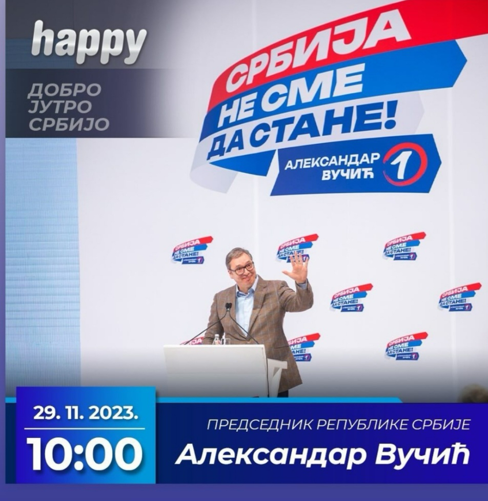 EKSKLUZIVNO! Predsednik Vučić u emisiji „Dobro jutro Srbijo“ na TV HAPPY – sreda 10 časova!