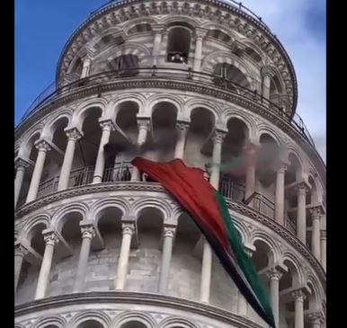 PODRŠKA NARODU U GAZI: Palestinska zastava na Tornju u Pizi (VIDEO)