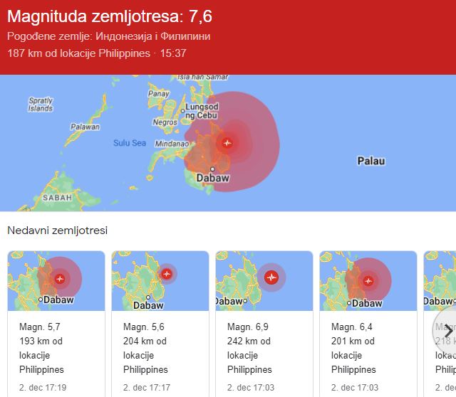 SNAŽAN ZEMLJOTRES POGODIO FILIPINE: Zemljotres jačine 7,5 stepeni rihtera, u narednim satima očekuje se cunami u Japanu i na Filipinima