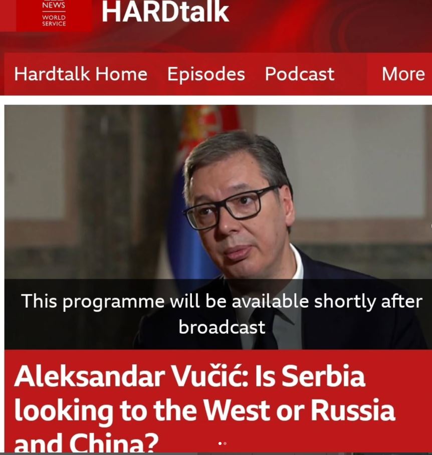 VUČIĆ NA BBC: Ekskluzivni intervju predsednika Srbije: „Sedimo samo na srpskoj stolici i ponosan sam na to