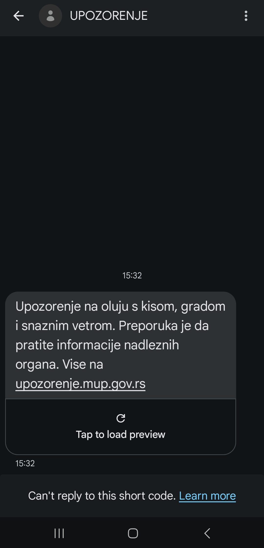 MUP - upozorenje za kišu