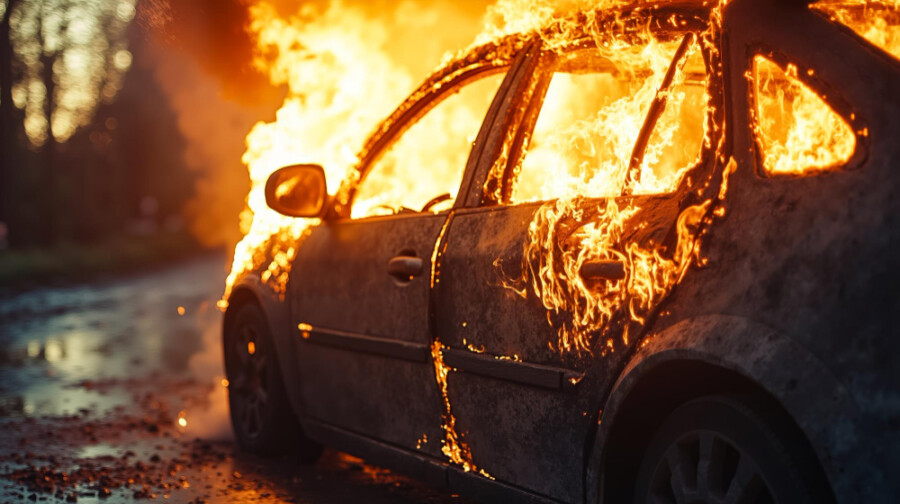 NEMA POVREĐENIH: Izgoreo automobil u Novom Sadu (FOTO)